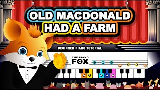 Old MacDonald Had a Farm - Easy Piano Tutorial & Fun Cartoon for Kids & Beginners Learning Music