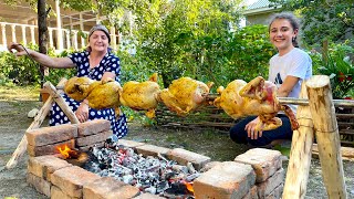 GRANDMA BUILD SPECIAL BRICK WOOD STOVE AND GRILLED WHOLE CHICKENS ON IT! DEFINITELY TRY