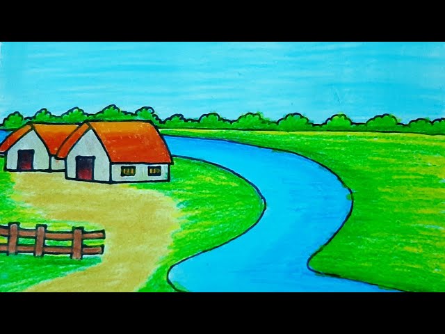 How to draw easy scenery for beginners || village scenery easy with pencil  sketch - YouTube