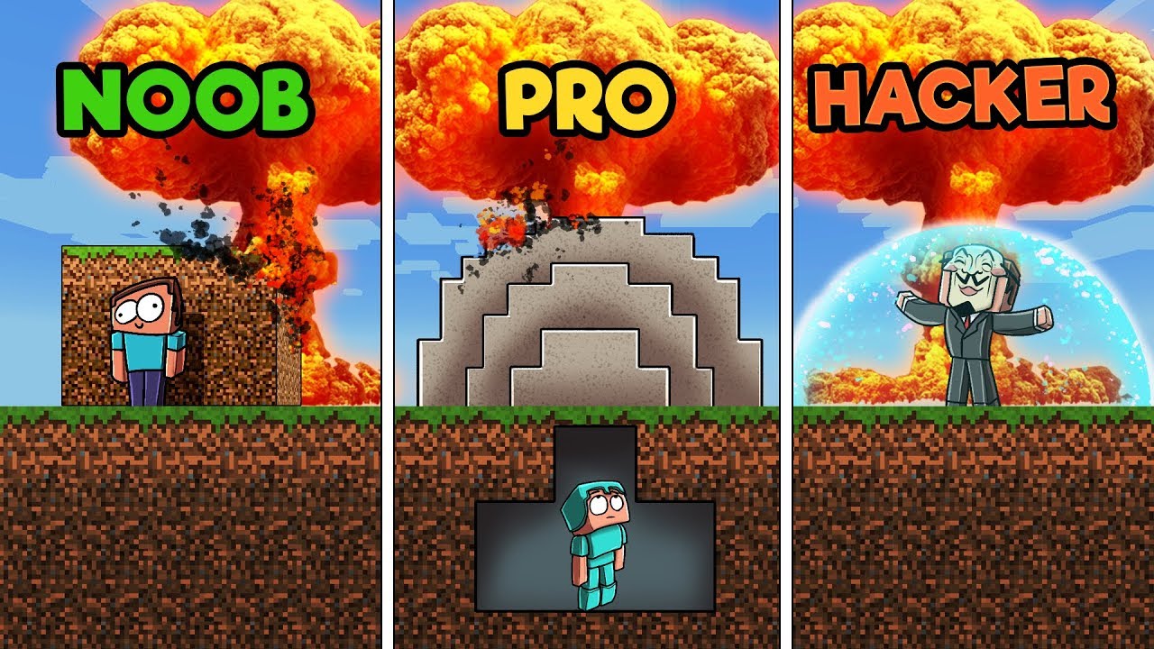 Minecraft Secure Nuke Base Noob Vs Pro Vs Hacker Youtube - roblox hack face roblox realm jumpers hack roblox hack