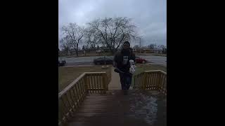 Youngman Falls Going Up the Stairs