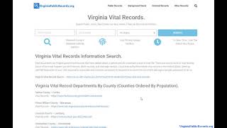 Virginia Vital Records Birth, Death, Marriage, Divorce Records Search.