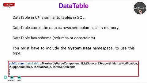DataTable in C# | Introduction | Mini Bytes | First Video | Tamil