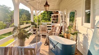 spring porch makeover ~ porch decorating ideas ~ spring decor ~ thrifted decor ~ natural decor