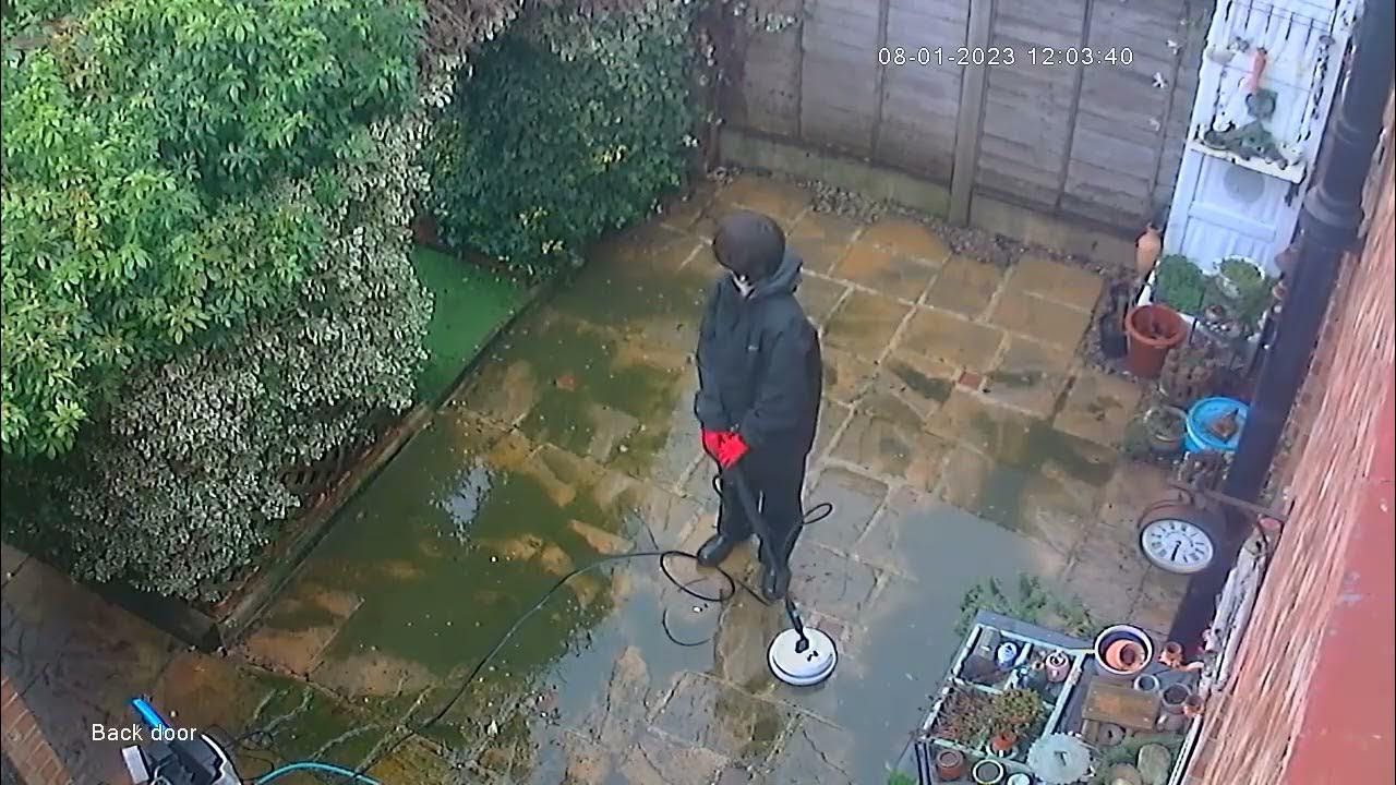 Pressure washing my patio 2 Birds eye view YouTube