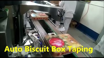 Box Taping Machine on cookies,Wrap around transparent taping machine,Fiji customer factory