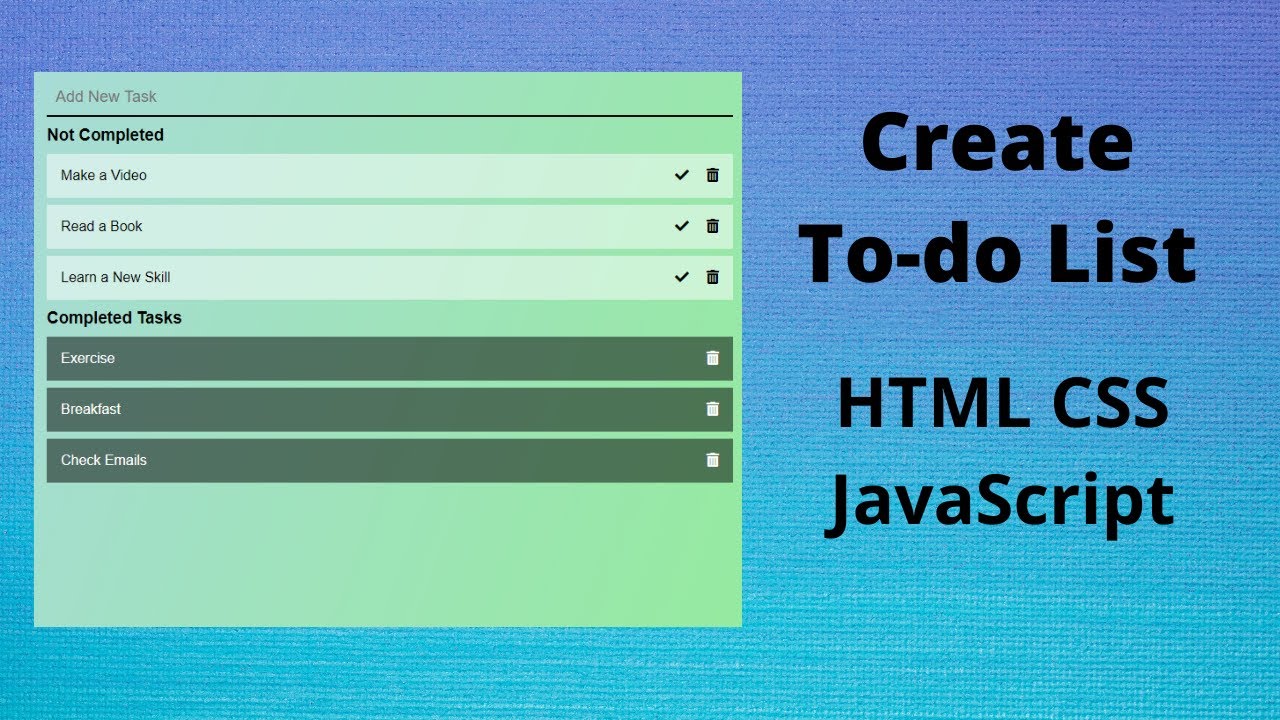 How to Make a To-Do List using HTML CSS JavaScript (2020) - YouTube