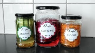 DIY Pickled Red Onion, Cucumber & Carrots