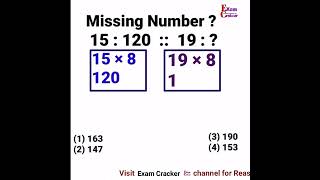 Analogy | Number Analogy | Reasoning classes for ssc cgl GD Exam | Missing number #shorts