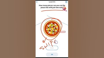 EASY GAME LEVEL 216 How Many Pieces Can You Cut The Pizza Into With Just  Two Cuts❓