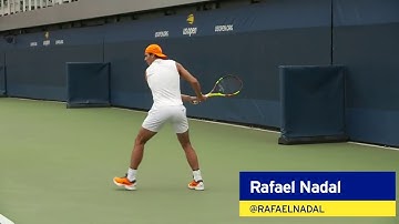 Rafael Nadal Warms Up Before His SF Match at the 2018 US Open