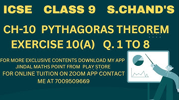 Ch-10 Pythagoras Theorem Ex-10(A) Q. No. 1-8 From S. Chand