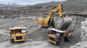 Cat 6015B Excavator Loading Overburden On Cat 773 & 775 Dumpers - Sotiriadis/Labrianidis Mining Work