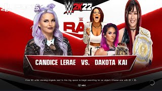WWE 2K22 (PS5) - CANDICE LERAE vs DAKOTA KAI | RAW, OCT. 3 2022 (1080P 60FPS)