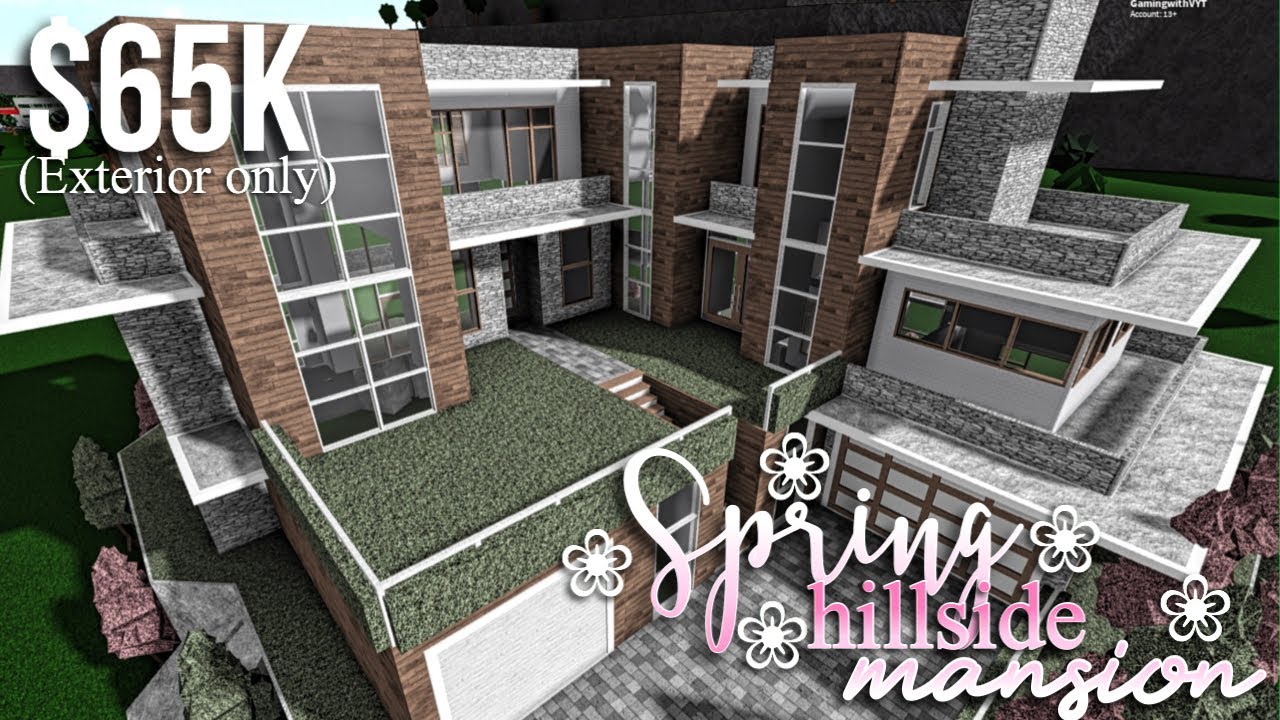 Spring Hillside Mansion Part 1 Exterior Only Roblox Bloxburg Gamingwithv Youtube