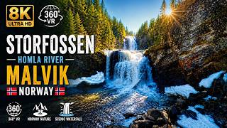 Storfossen Waterfall VR Tour 🌊 | 8K 360° Flight Over Homla River, Malvik Norway