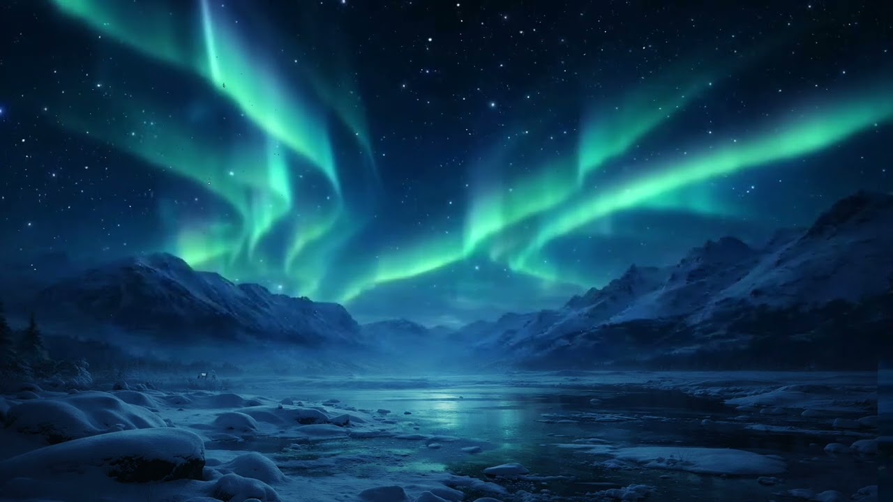 Silent Arctic Night 🌌Northern Lights Aurora Ambience | TV & Projector