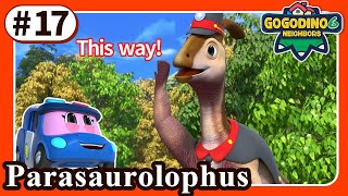 Gogodino S6E17 Traffic Police Parasaurolophus Dinosaur For Kids Cartoon Toys Robot T-Rex