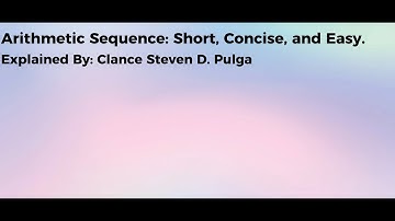 Arithmetic Sequence - A Tutorial Video