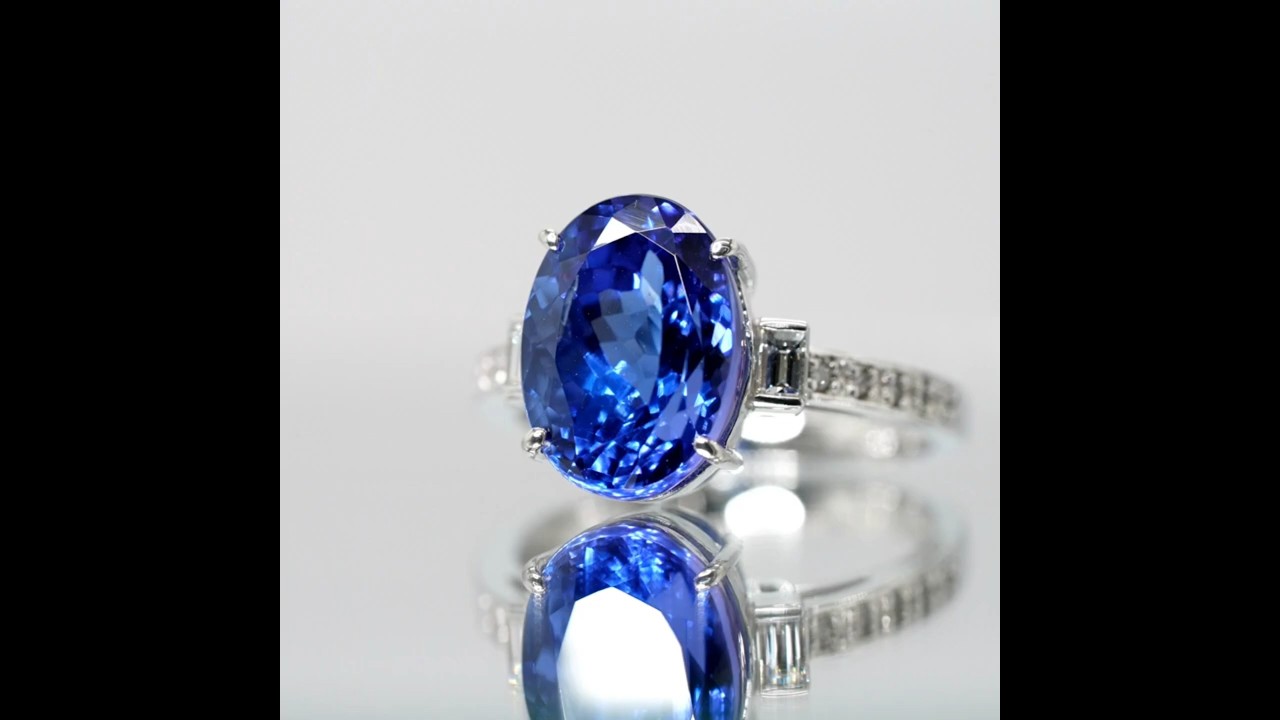 タンザナイト ダイヤモンドリング TA 6.08ct D 0.23ct Pt950 日独宝石
