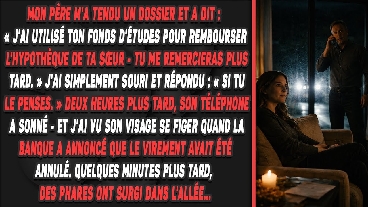 Mon père m'a tendu un dossier et a dit : « j'ai utilisé ton fonds d'études pour rembourser...