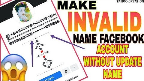 How To Make Invalid Name Facebook Account 2020 | Without Update Name ||By Tamoo Creation ||
