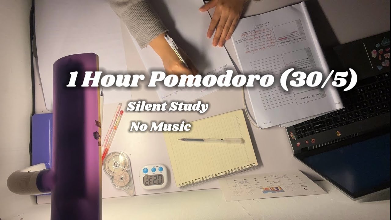 1 Hour Silent Study with Me | 2 Pomodoro (30/5) | Deep Focus, No Music ...