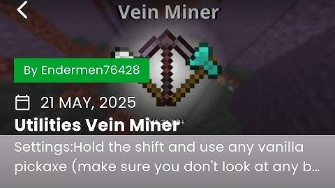 Utilities veinminer mod for Minecraft bedrock edition 🔥
