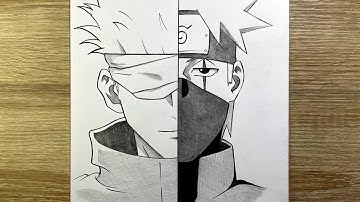 How to Draw Gojo vs Kakashi 🔥 using just a pencil ✏️ | step by step anime drawing for beginners
