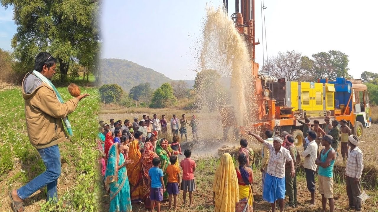 Borewell Drilling - 7 Hp Motor 195 Feet Deep boring With Coconut water checking Method | Borewells
