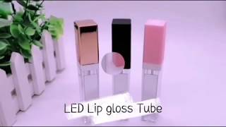 Square lip gloss tube with mirror and LED light