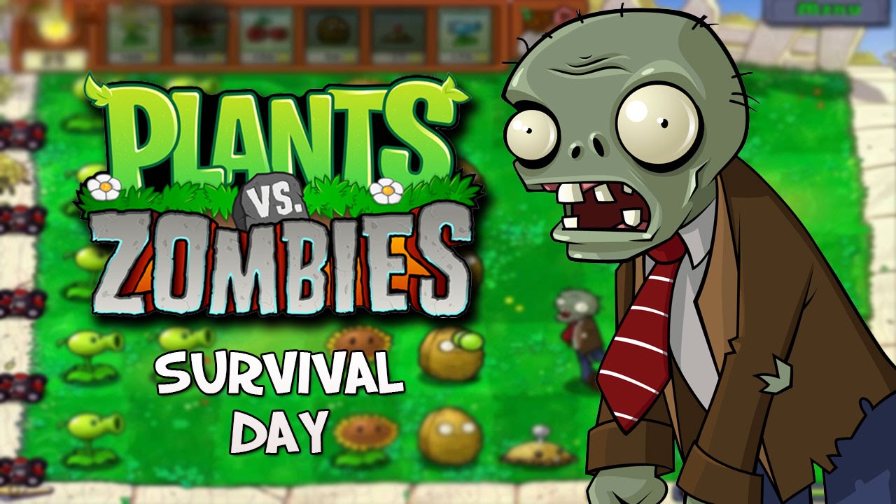 Игра zombie day. Plants vs Zombies Survival Day. Plants vs Zombies Survival Day hard. Растения против зомби мини.