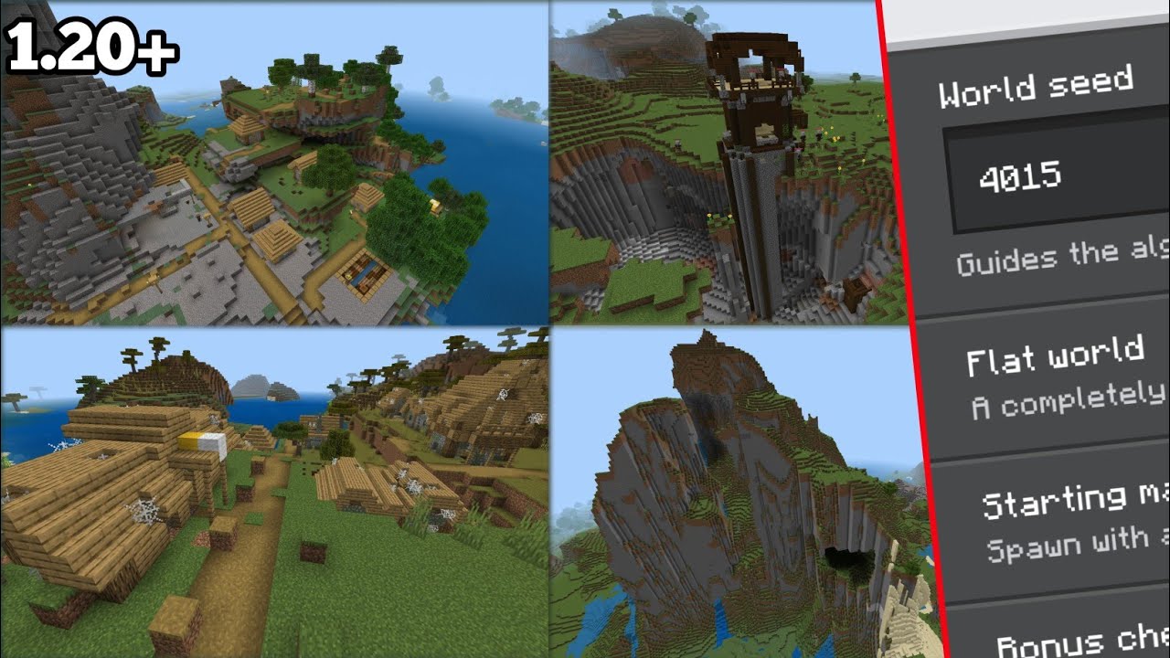 MINECRAFT TOP 3 BEST SEEDS FOR MOUNTAIN PLAINS ( Minecraft Bedrock 1.20 ...