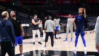 Luka Doncic and Kyrie Irving Shooting Game at Practice in Los Angeles