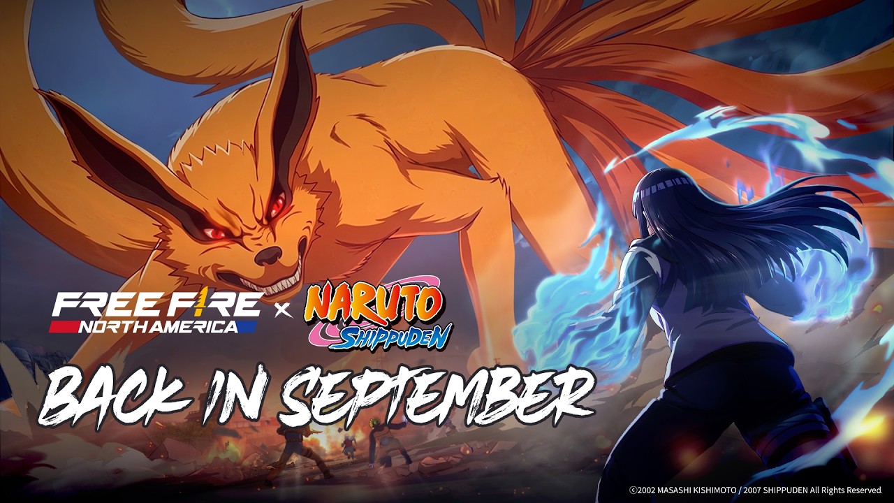 Key art trailer Free Fire x Naruto Shippuden dengan Nine Tails dan Hinata Hyuga