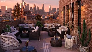 Autumn Rooftop Coffee Shop Ambience  Relaxing Jazz Music for Autumn/Fall  (3Hour Playlist)