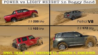 Fortuner V8, Jimny, Thar, Scorpio N, Endeavour Offroading : Light weight vs Powerful heavyweights?