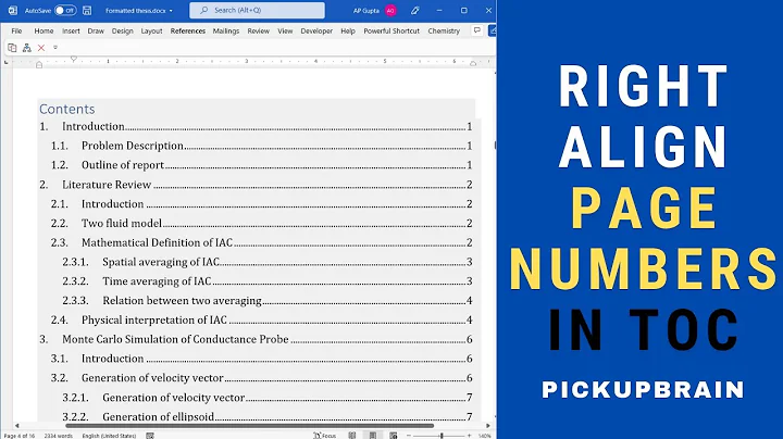 How to align page numbers in Table of Contents in Ms Word [2021]