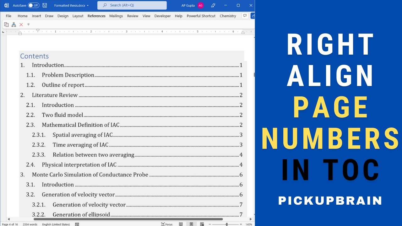 How To Align Page Numbers In Table Of Contents In Ms Word 2021 Youtube