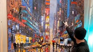 New York Blues - Full Video & Timelapse - Giant Times Square Painting Session with Paul Kenton
