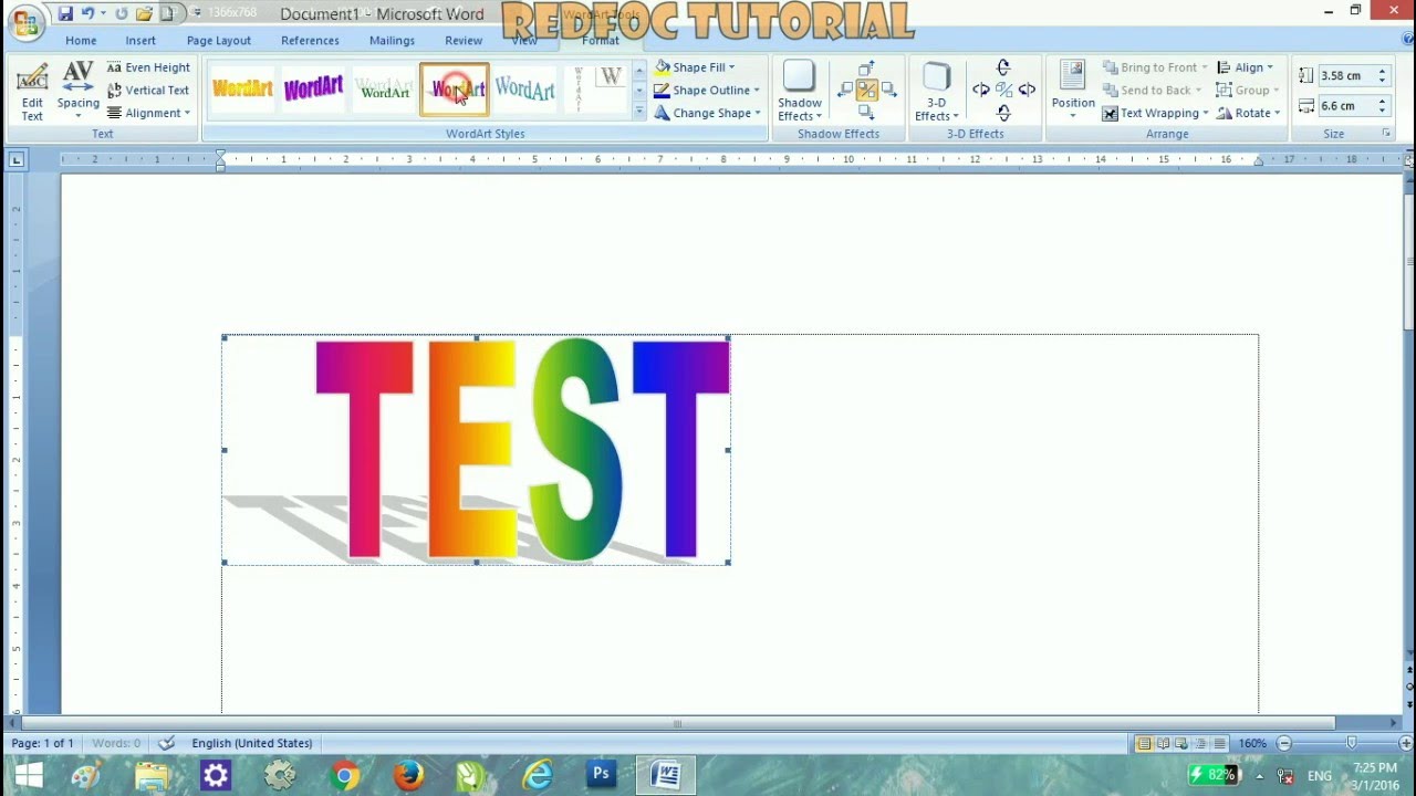 Insert Word Art Text - Microsoft Word Tutorial - YouTube