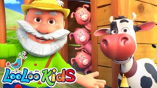 Video thumbnail of "🐶😺🐔 Old MacDonald Had a Farm and other songs with animals by LooLoo Kids"