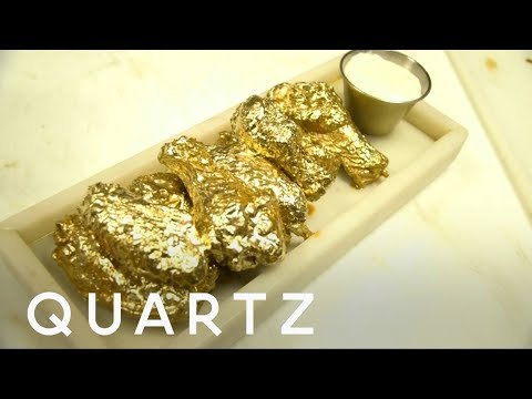 Eating food covered in gold 