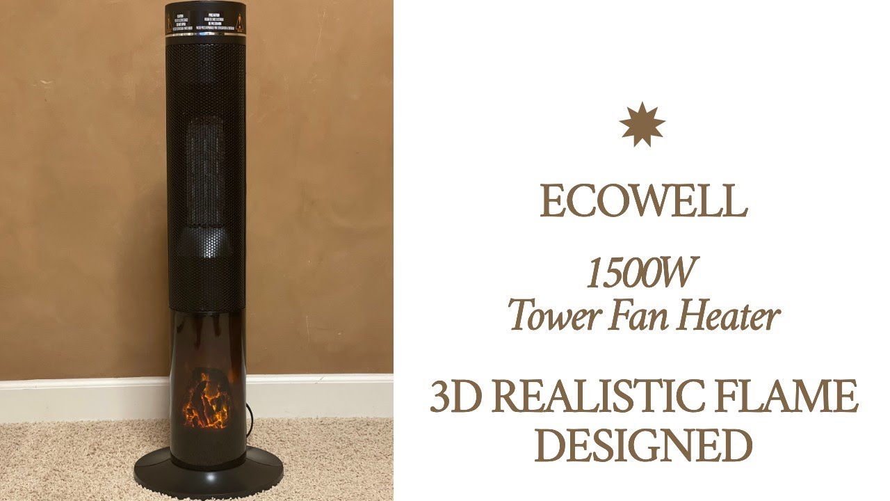 REVIEW ECOWELL 33” Tower Space Heater 3D Flame Tower Fan Heater EHT330 -  YouTube