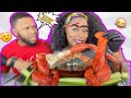 DRAWING MY EYEBROWS SUPER UGLY PRANK & 2 WHOLE LOBSTER MUKBANG