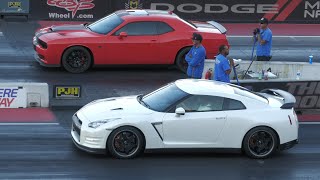 Hellcat vs Nissan GTR drag racing #nissangtr #hellcat #fastcars #dragracing