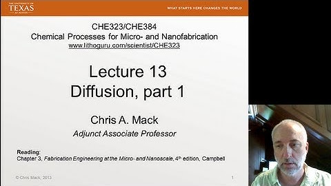 Lecture 13 (CHE 323) Diffusion, part 1