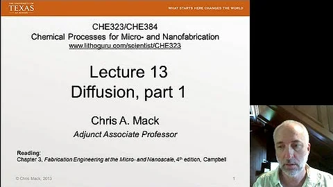Lecture 13 (CHE 323) Diffusion, part 1