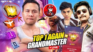 Top 1 Grandmaster Again 😎 Live Rank Push With V Badge Youtubers 😱 Tonde Gamer  #Freefire #Live