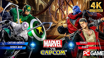 Marvel VS Capcom Infinite | Captain America & Spiderman vs Thanos & Dante | PC Gameplay 4K